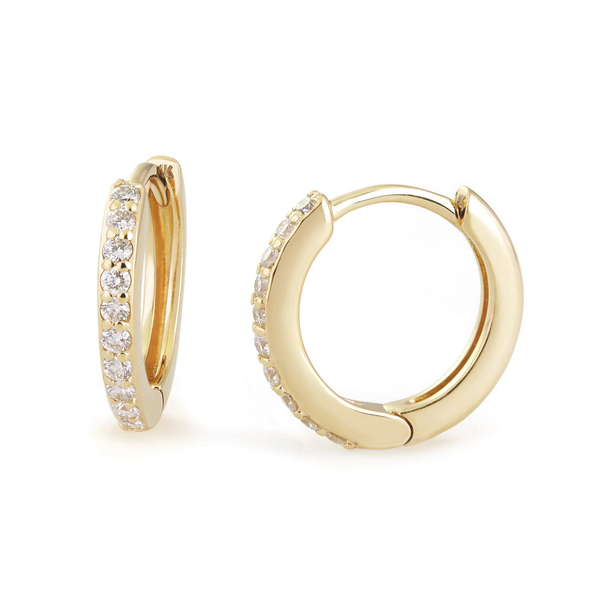 12.5mm Diamond & 14k Gold Huggies - Sumiye Co