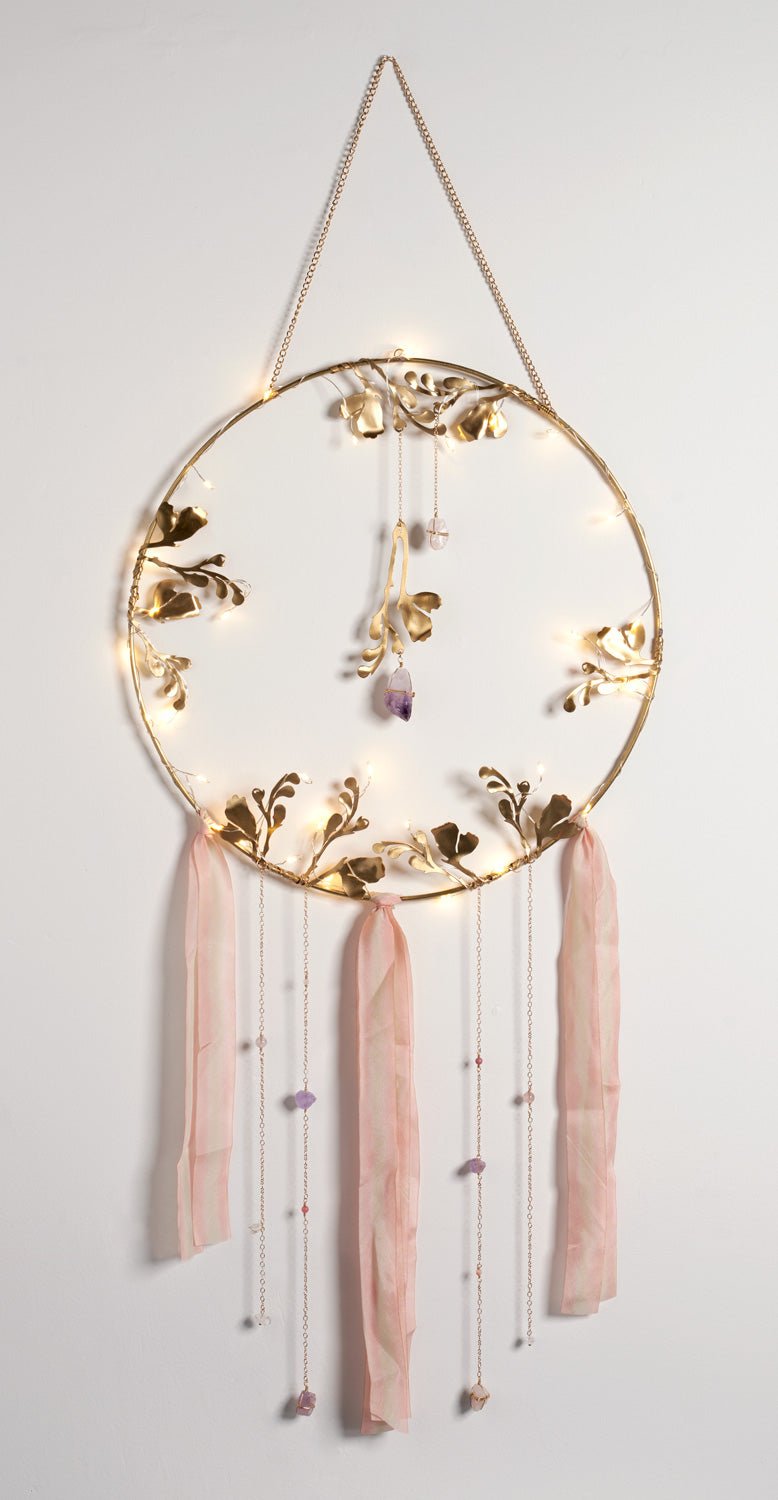 Illuminated Floral Healing Crystal Dreamcatcher - Sumiye Co