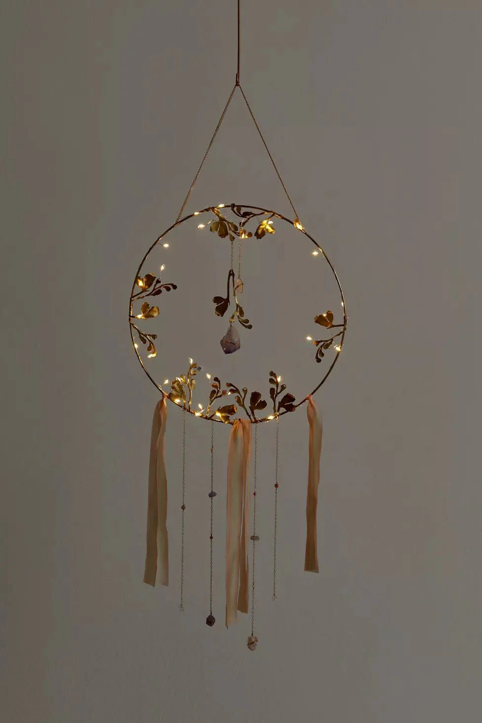 Illuminated Floral Healing Crystal Dreamcatcher - Sumiye Co