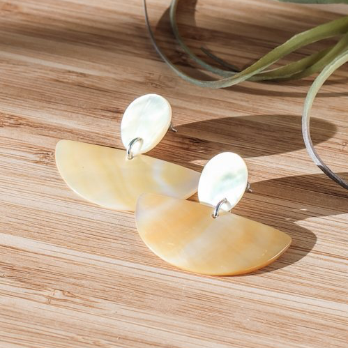 Geometric Mother of Pearl Earrings - Sumiye Co