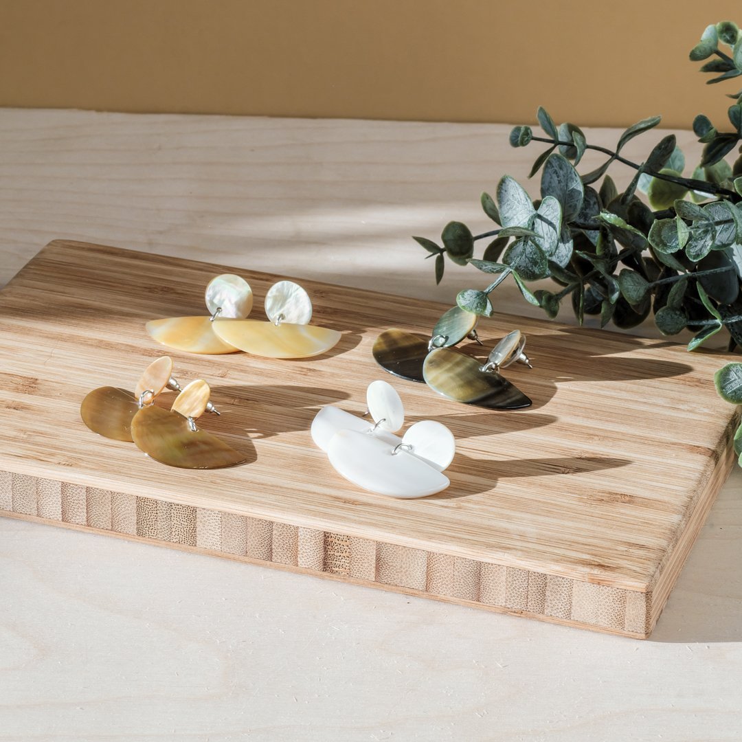 Jewelry - Geometric Earrings, Iridescent Grey - Shell Jewelry | LIKHÂ - LIKHÂ