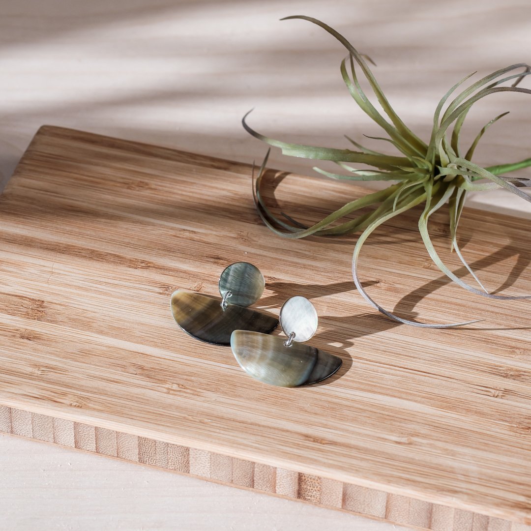 Jewelry - Geometric Earrings, Iridescent Grey - Shell Jewelry | LIKHÂ - LIKHÂ