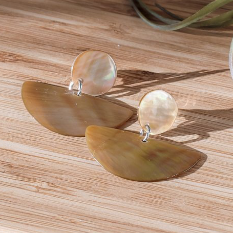 Geometric Mother of Pearl Earrings - Sumiye Co
