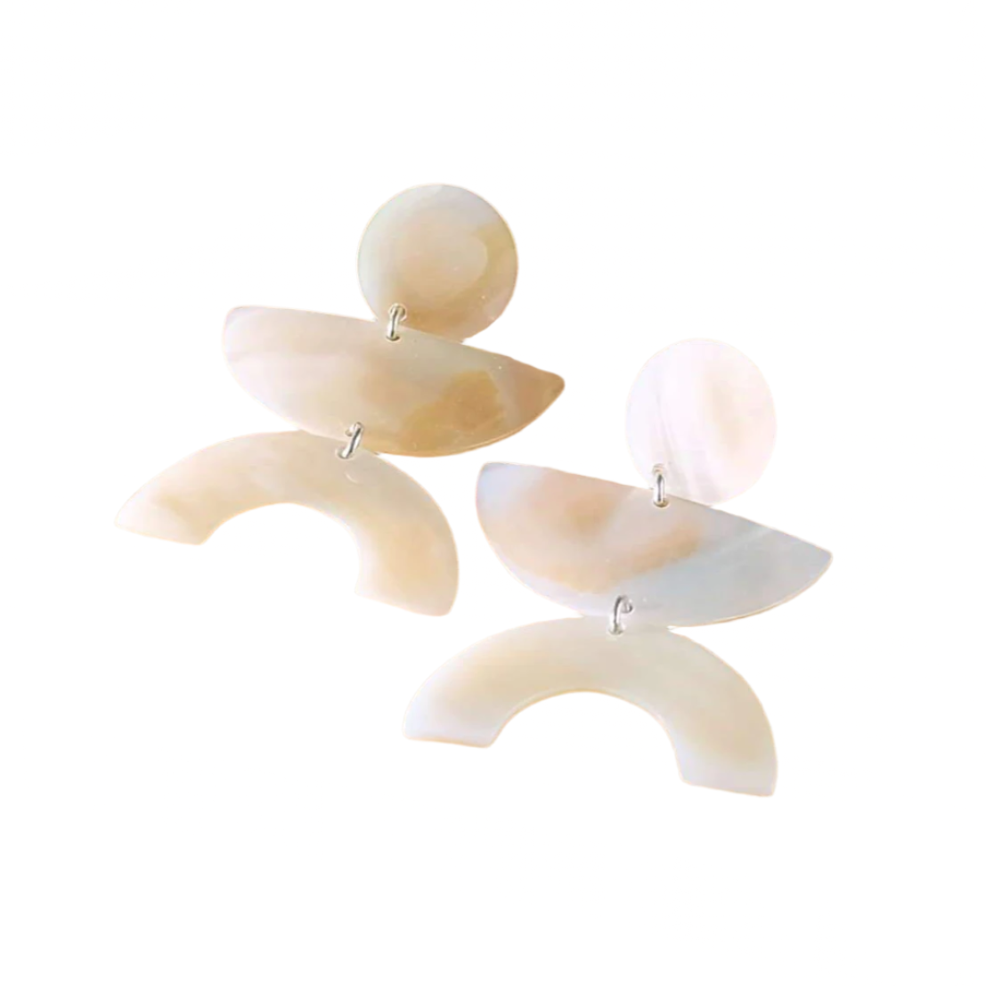 Pearl White Long Dangle Earrings - Mother of Pearl Earrings - Sumiye Co