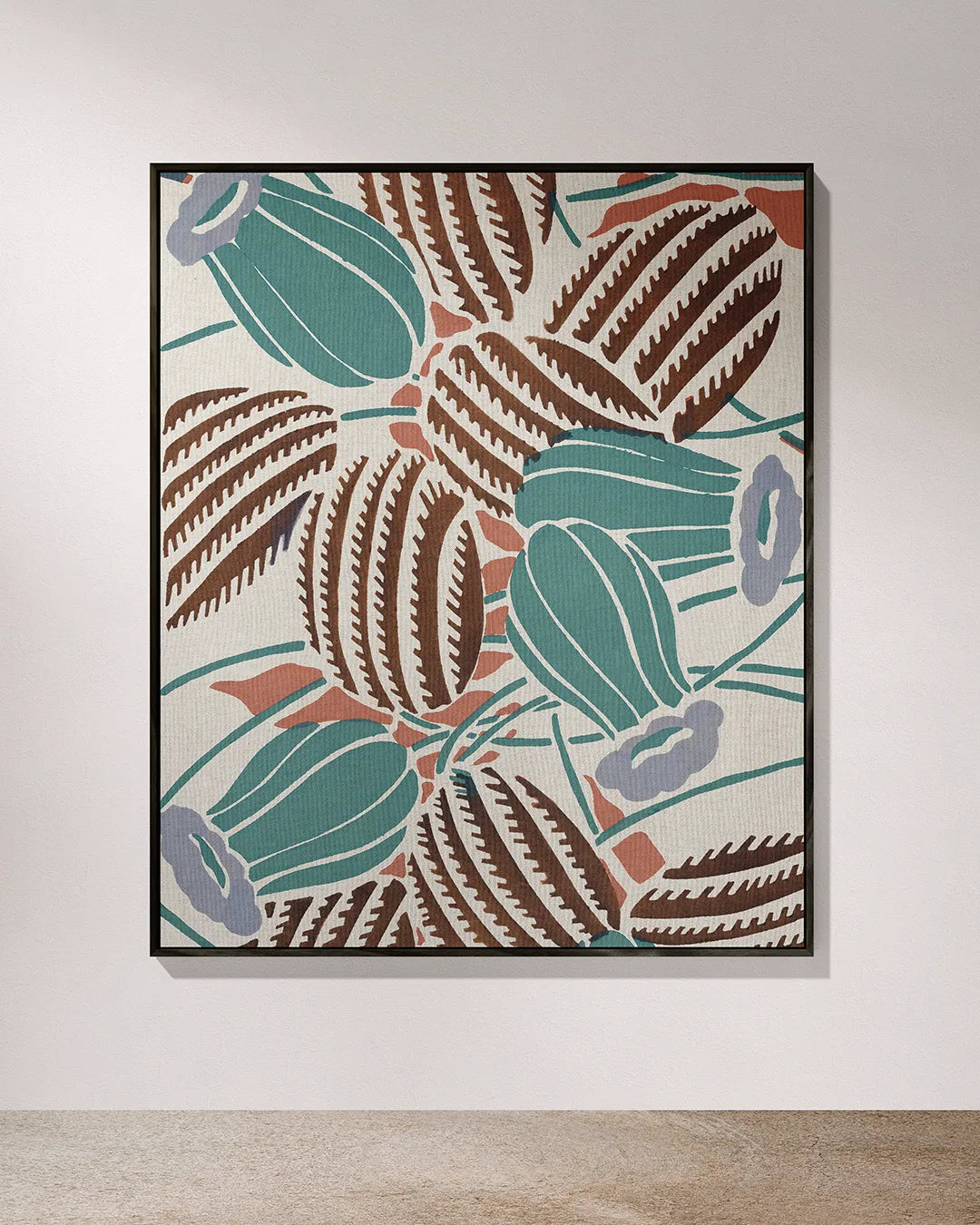 Desert Bloom Cotton Woven Throw Blanket showcasing a unique flowering cactus pattern in cream, brown, teal, purple, and orange