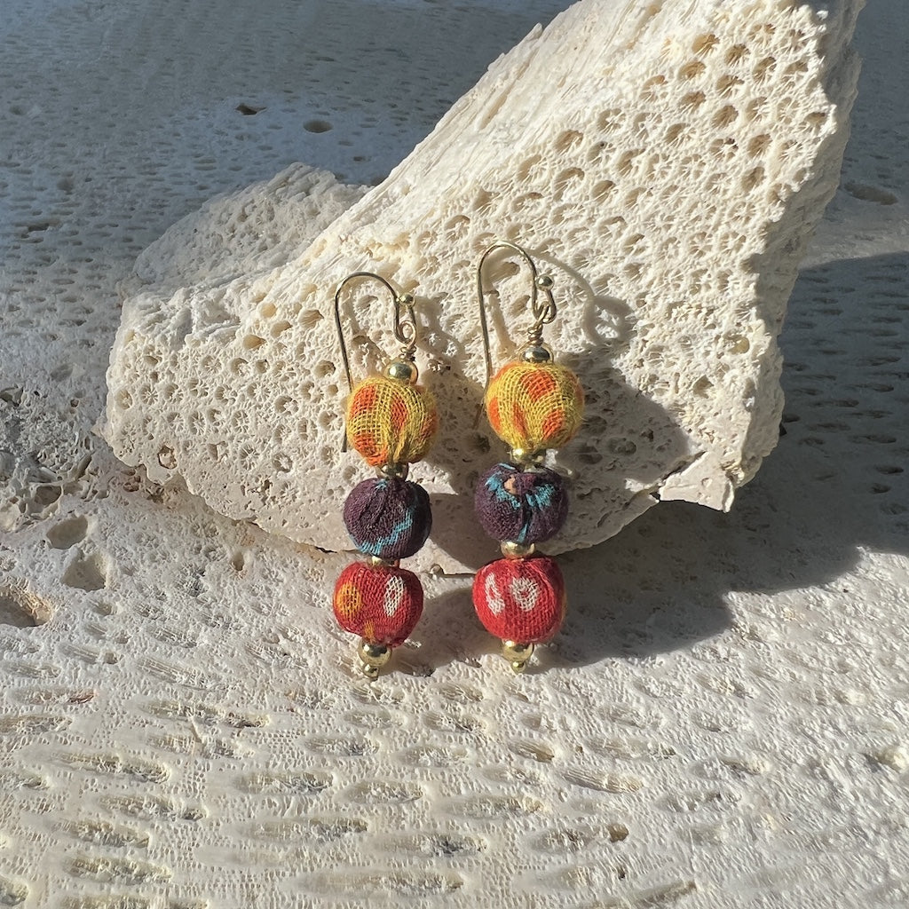 Kantha Sari Earrings-1
