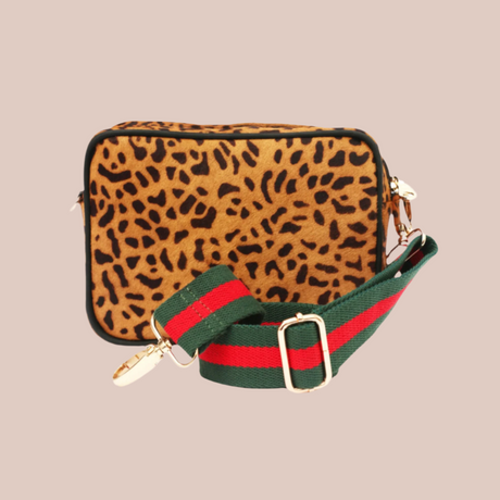 Leopard Print Leather Camera Crossbody Bag  | Ethically Sourced Hides - Sumiye Co
