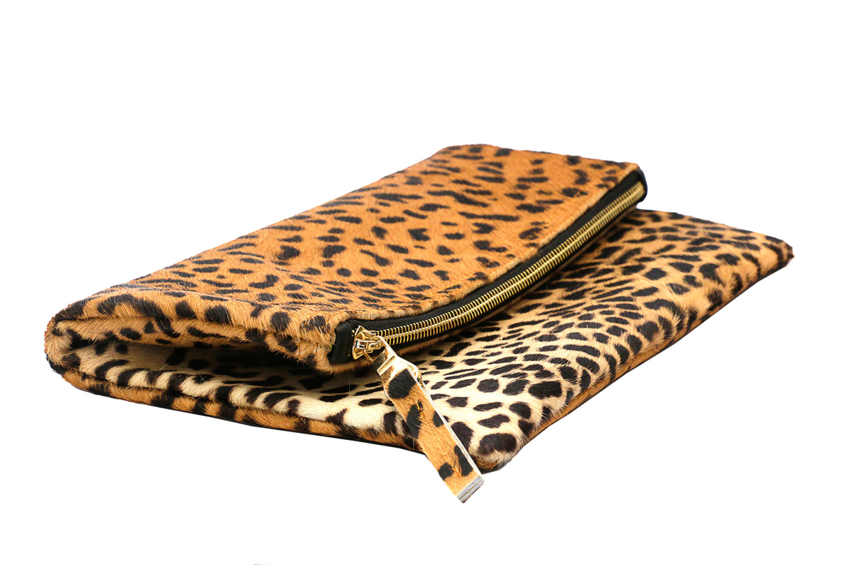 Leopard Print Leather Clutch | Ethically Sourced Hides - Sumiye Co