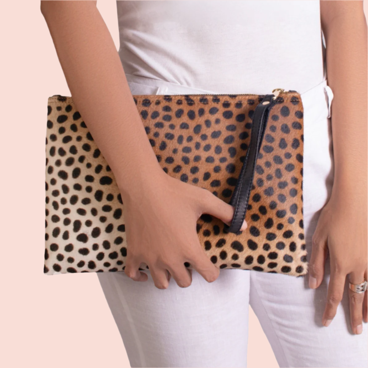 Leopard Print Leather-Flat Wallet Clutch | Ethically Sourced Hides - Sumiye Co