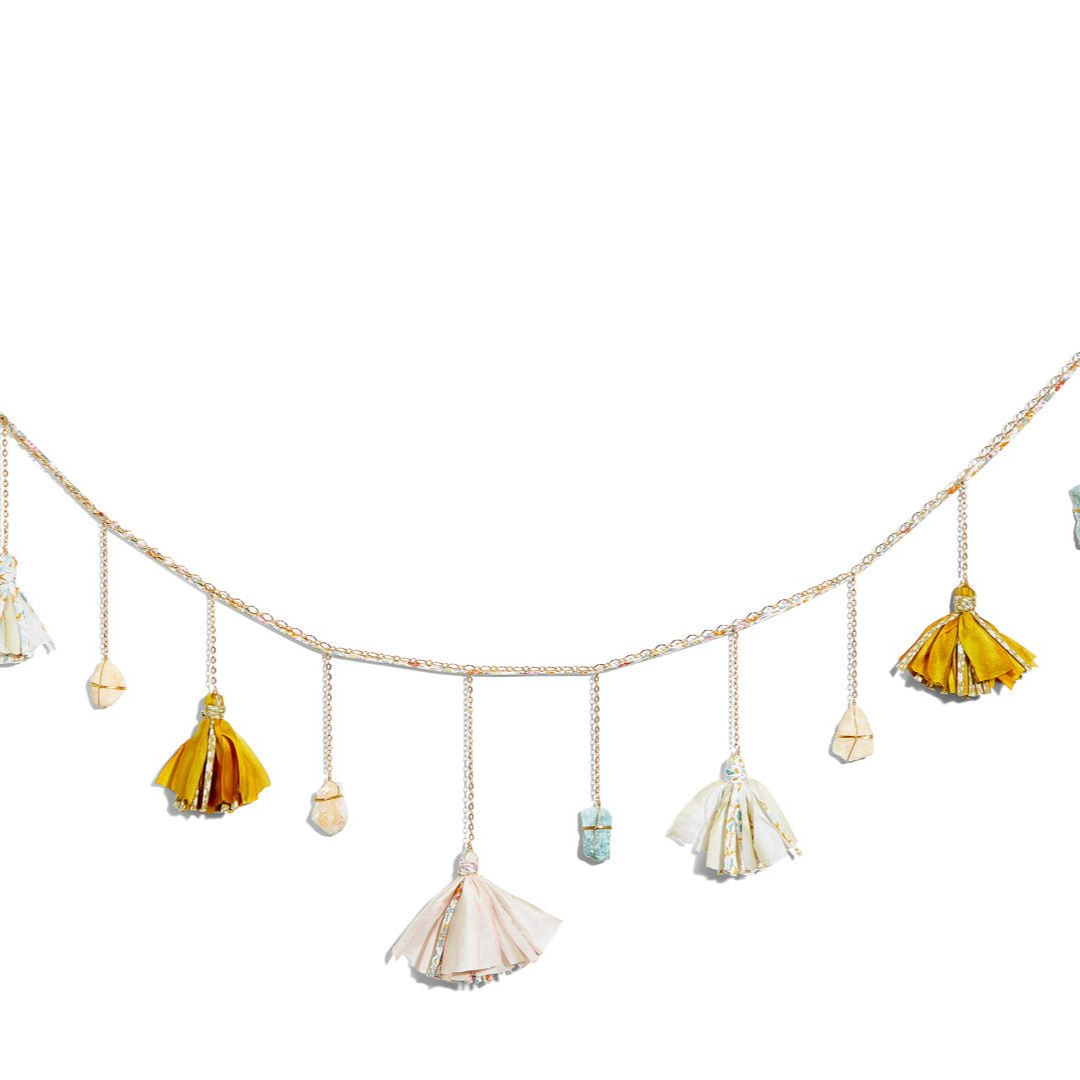 Liberty and Silk Tassel Healing Crystal Garland - Sumiye Co