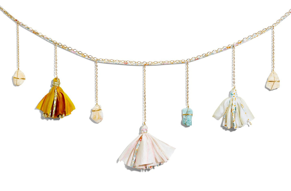 Liberty and Silk Tassel Healing Crystal Garland - Sumiye Co