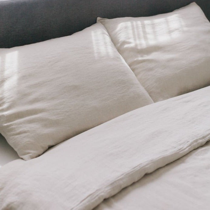 Linen Duvet Cover Set - Natural Chambray - Sumiye Co