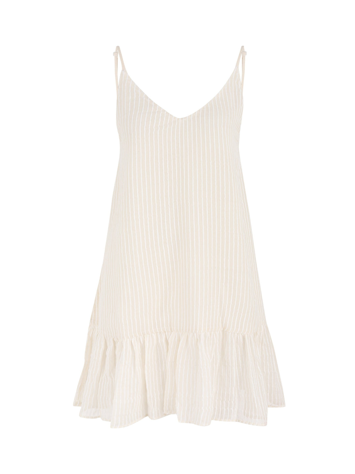 Liv Mini Ruffle Dress - White Stripes - Sumiye Co