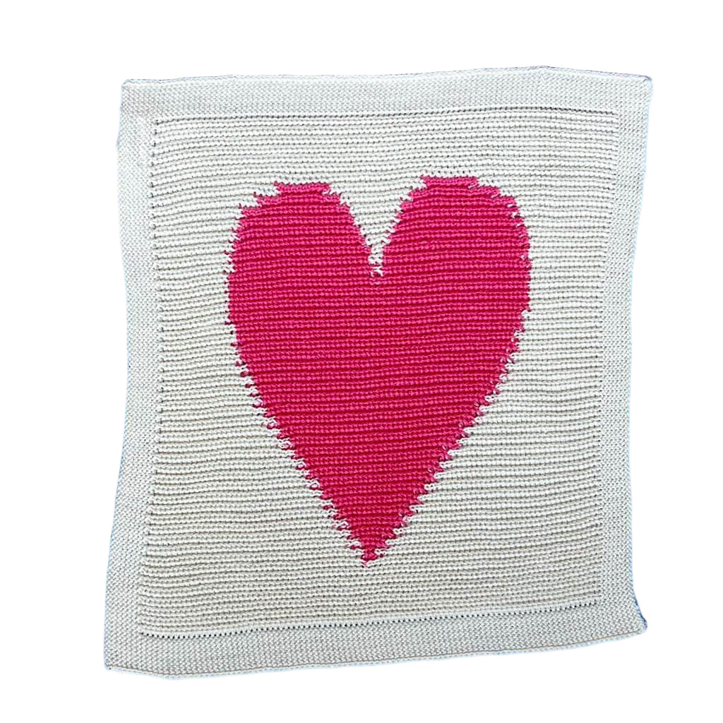Baby Lovey Knit Blanket - Heart 14" x 14" by Estella - Sumiye Co