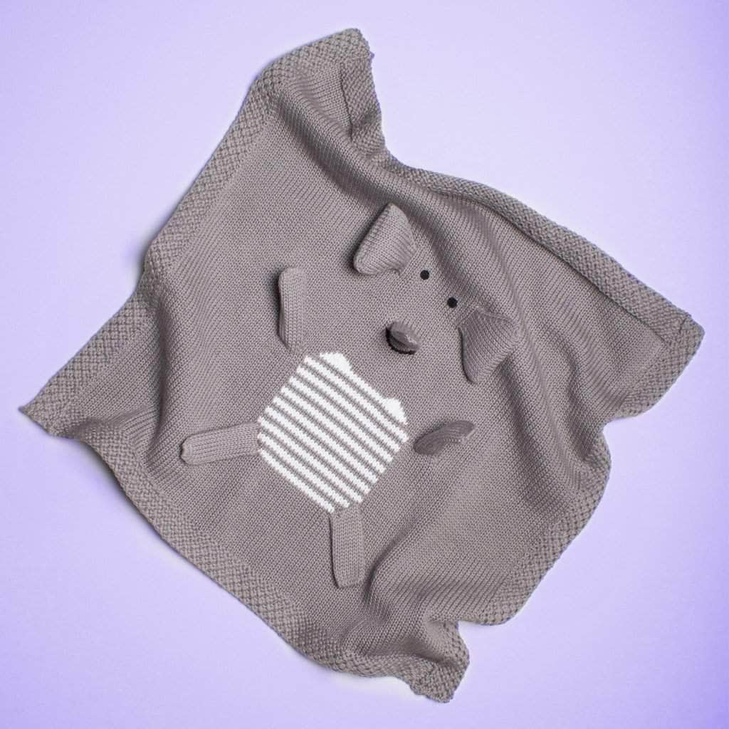 Organic Baby Lovey Blanket - Elephant 14" x 14" by Estella - Sumiye Co