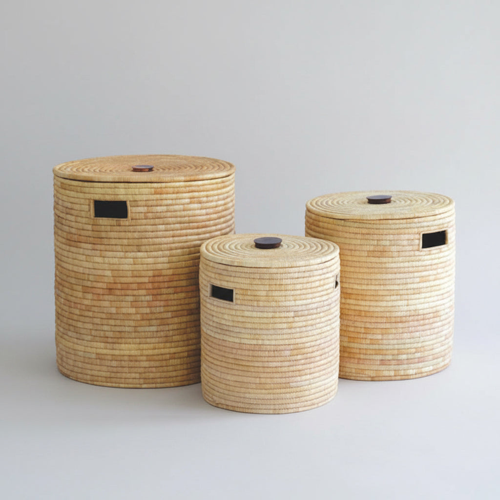 Malawi Basket with Wooden Handle - Sumiye Co