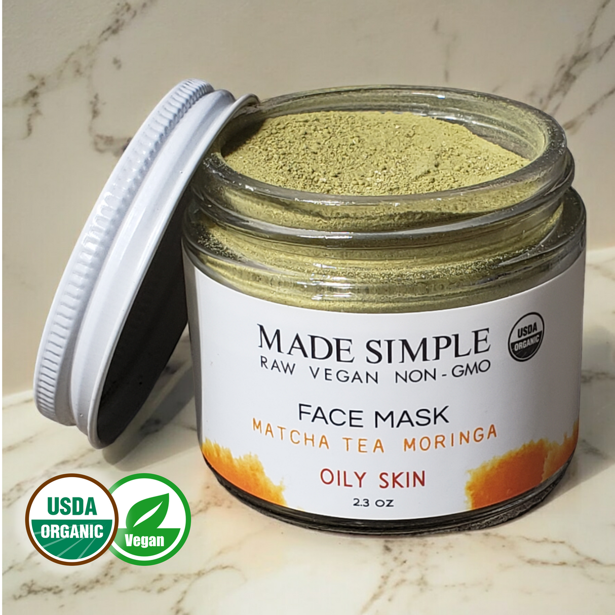 Matcha Tea Moringa Face Mask for Oily Skin - Certified Organic, Vegan & Cruelty-free-4