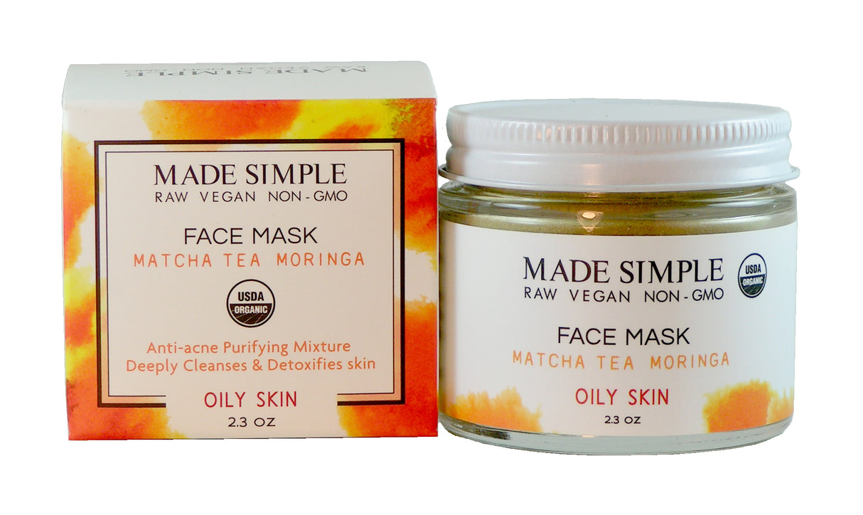 Matcha Tea Moringa Face Mask for Oily Skin - Certified Organic, Vegan & Cruelty-free-1
