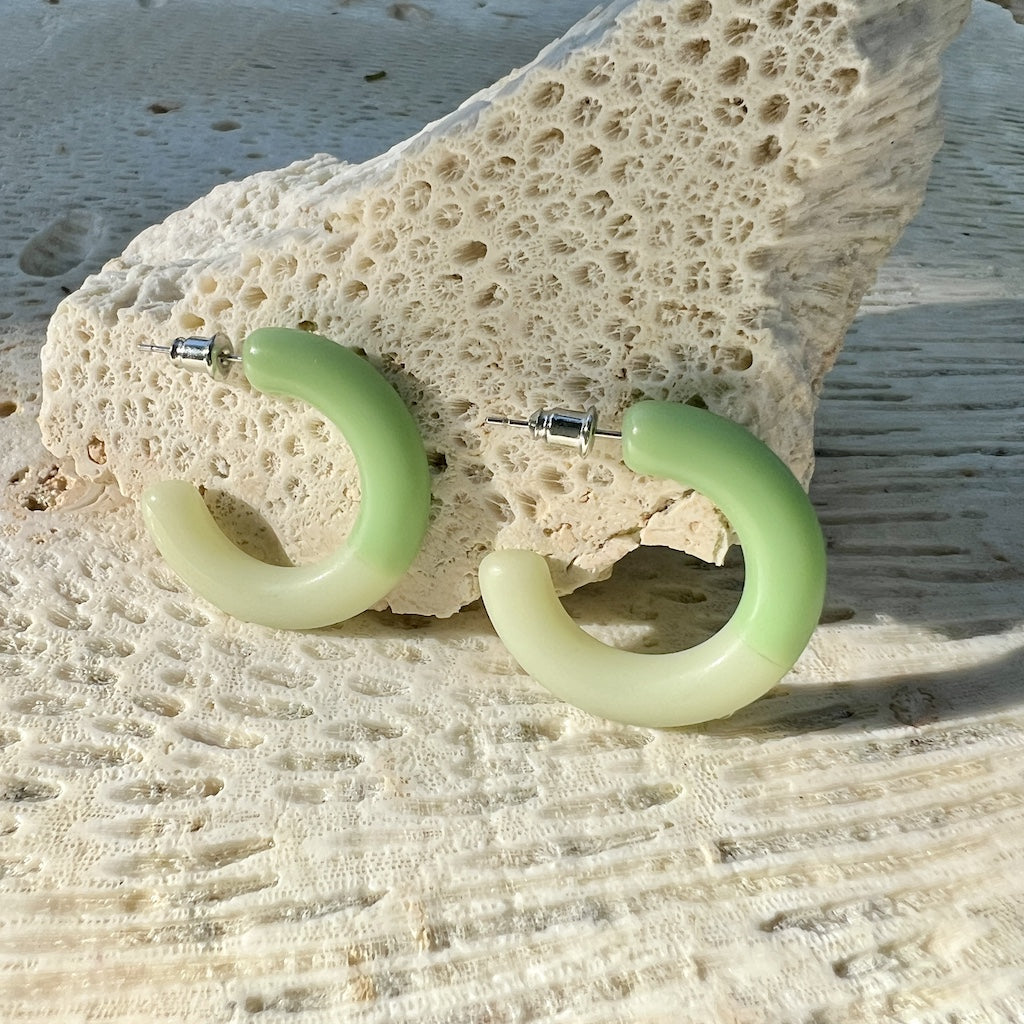 Mint Green Ombre Hoop Earrings-1
