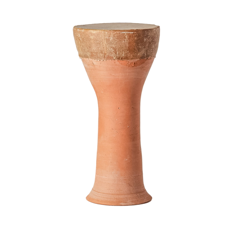 Terracotta drum on a white background
