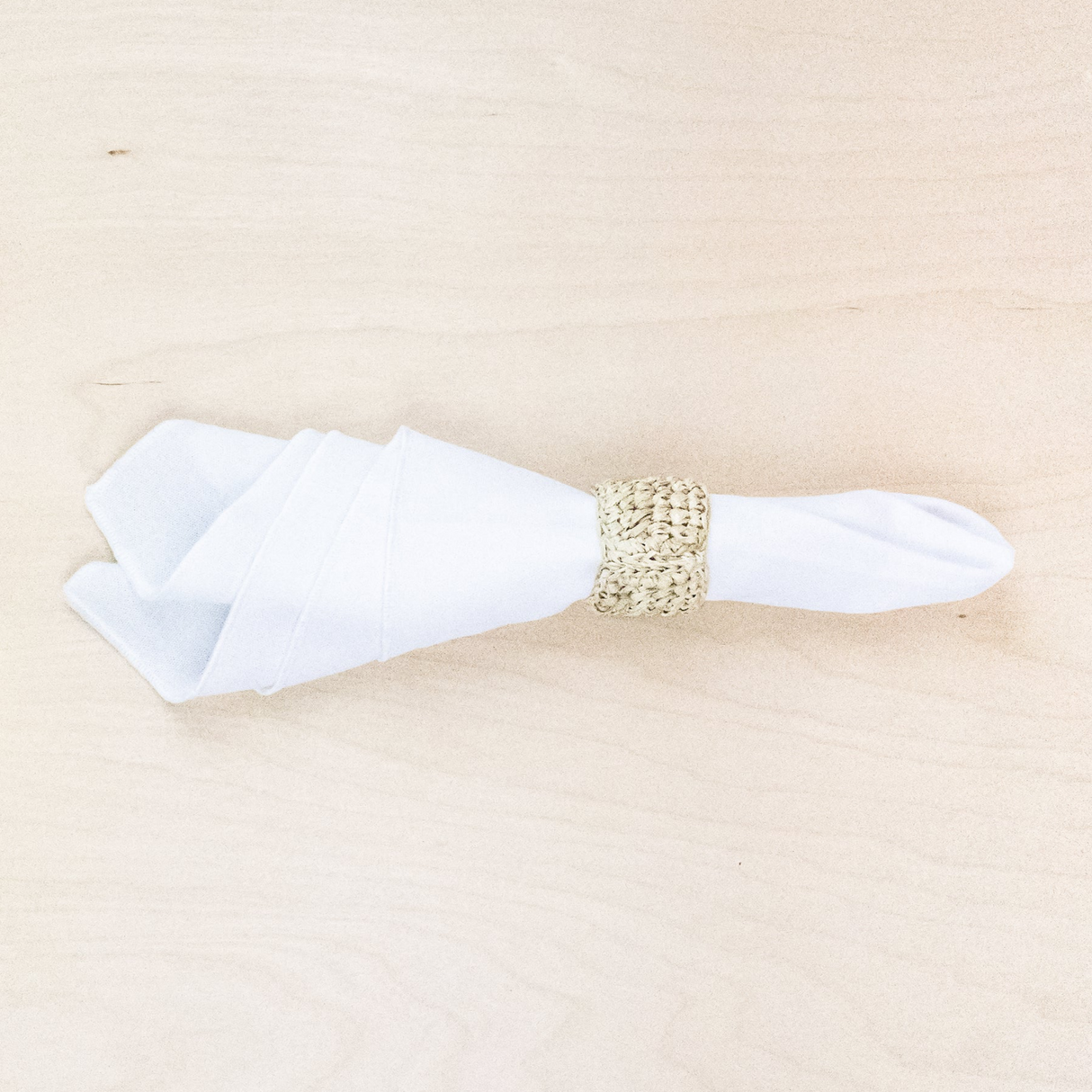 Natural Raffia Crochet Napkin Rings, set of 4 - Natural Fiber - Sumiye Co