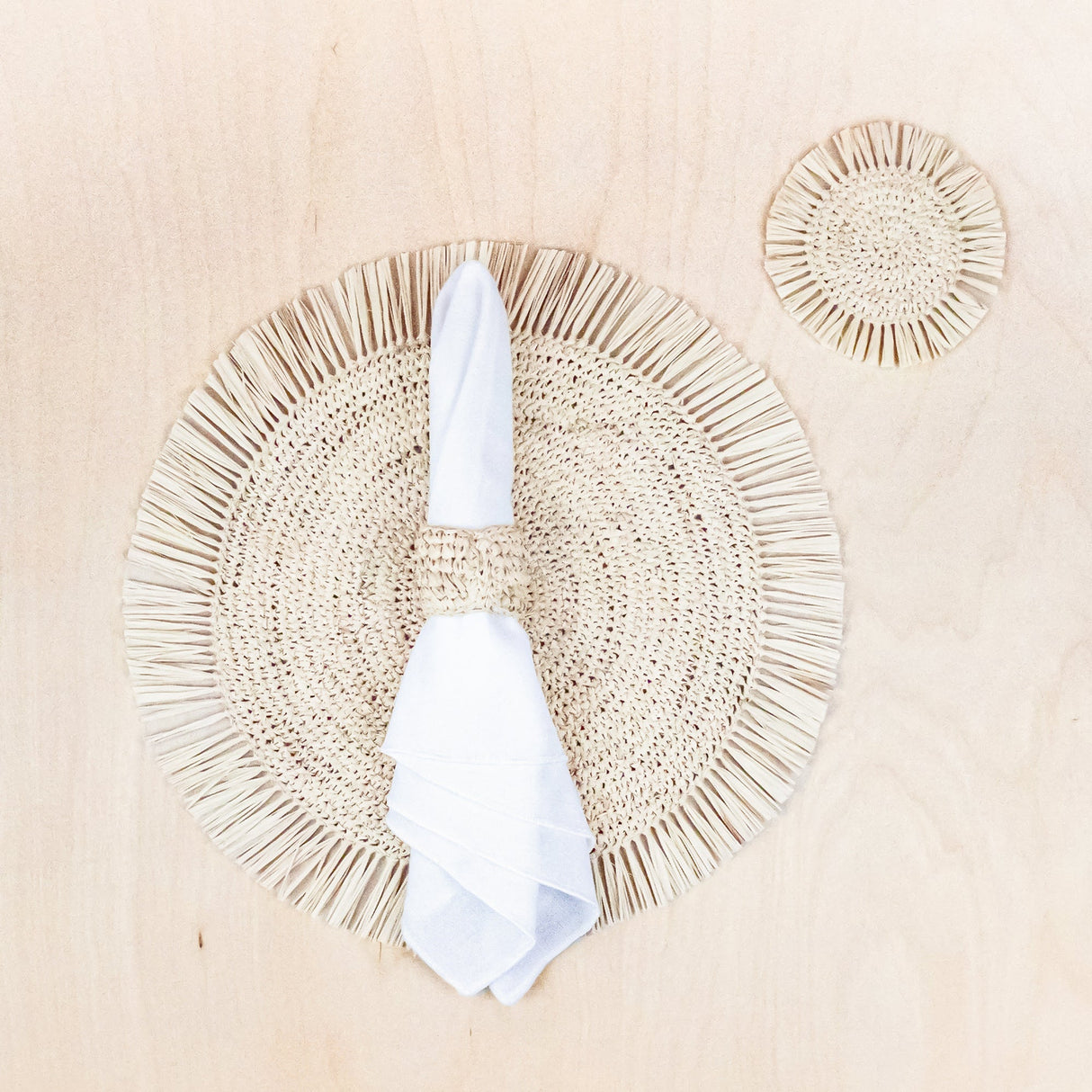 Napkin Rings - Natural Raffia Crochet Napking Rings, set of 4 - Natural Fiber | LIKHA - LIKHÂ