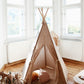 “Natural Linen” Teepee Tent and "White and Grey" Leaf Mat Set