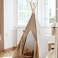 “Natural Linen” Teepee Tent and "White and Grey" Leaf Mat Set