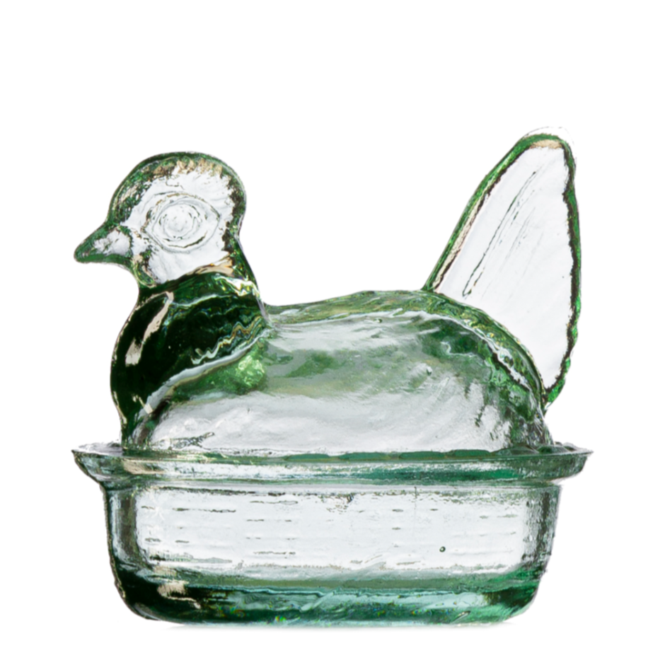 Nesting Hen Bowl & Lid-Turquoise (Set of 6)| Hand Blown Glass - Sumiye Co