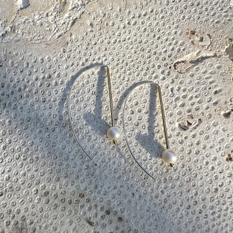 Two-Tone Freshwater Pearl Hook Earrings-1