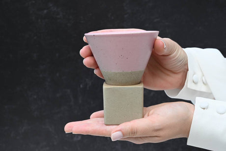 Pink Coffee Mug with Base - 6.8 oz/200ml - Sumiye Co