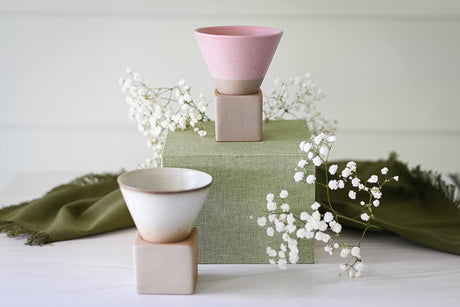 Pink Coffee Mug with Base - 6.8 oz/200ml - Sumiye Co