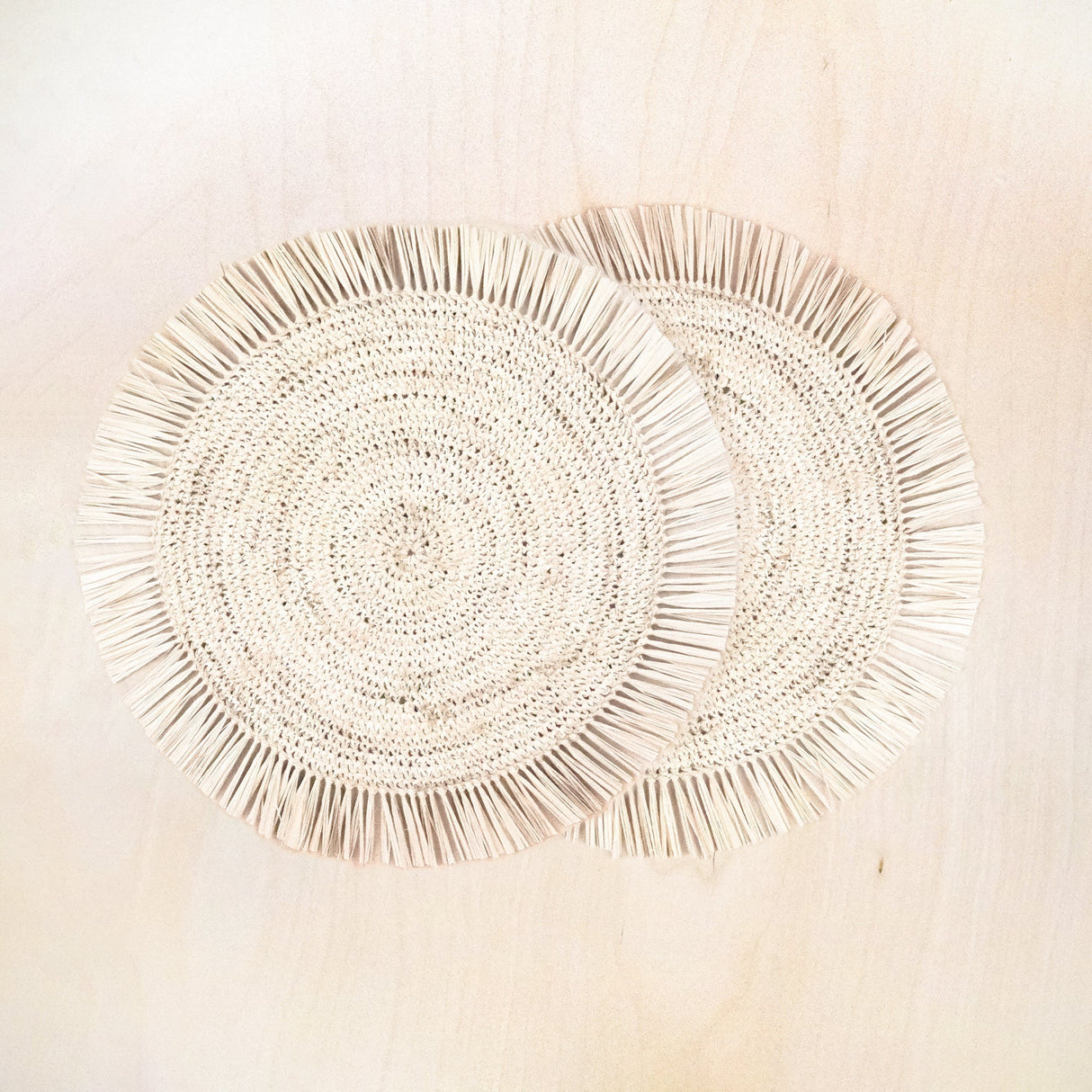 Placemats - Natural Raffia Placemats with Fringe, set of 2 | LIKHÂ - LIKHÂ