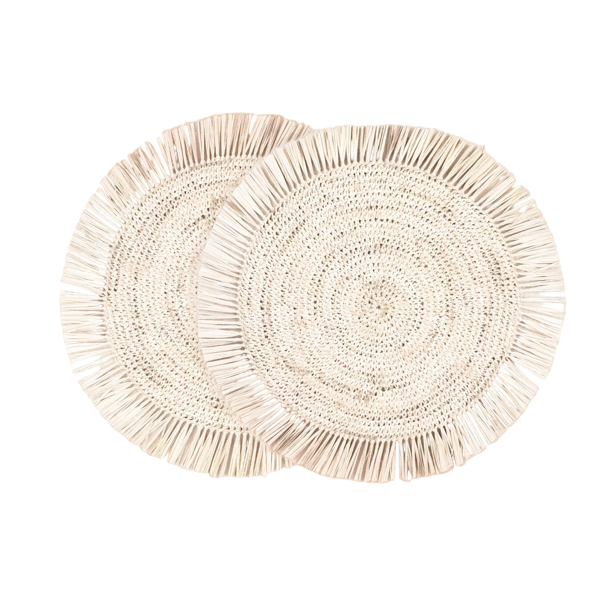 Natural Raffia Placemats with Fringe, set of 2 - Sumiye Co