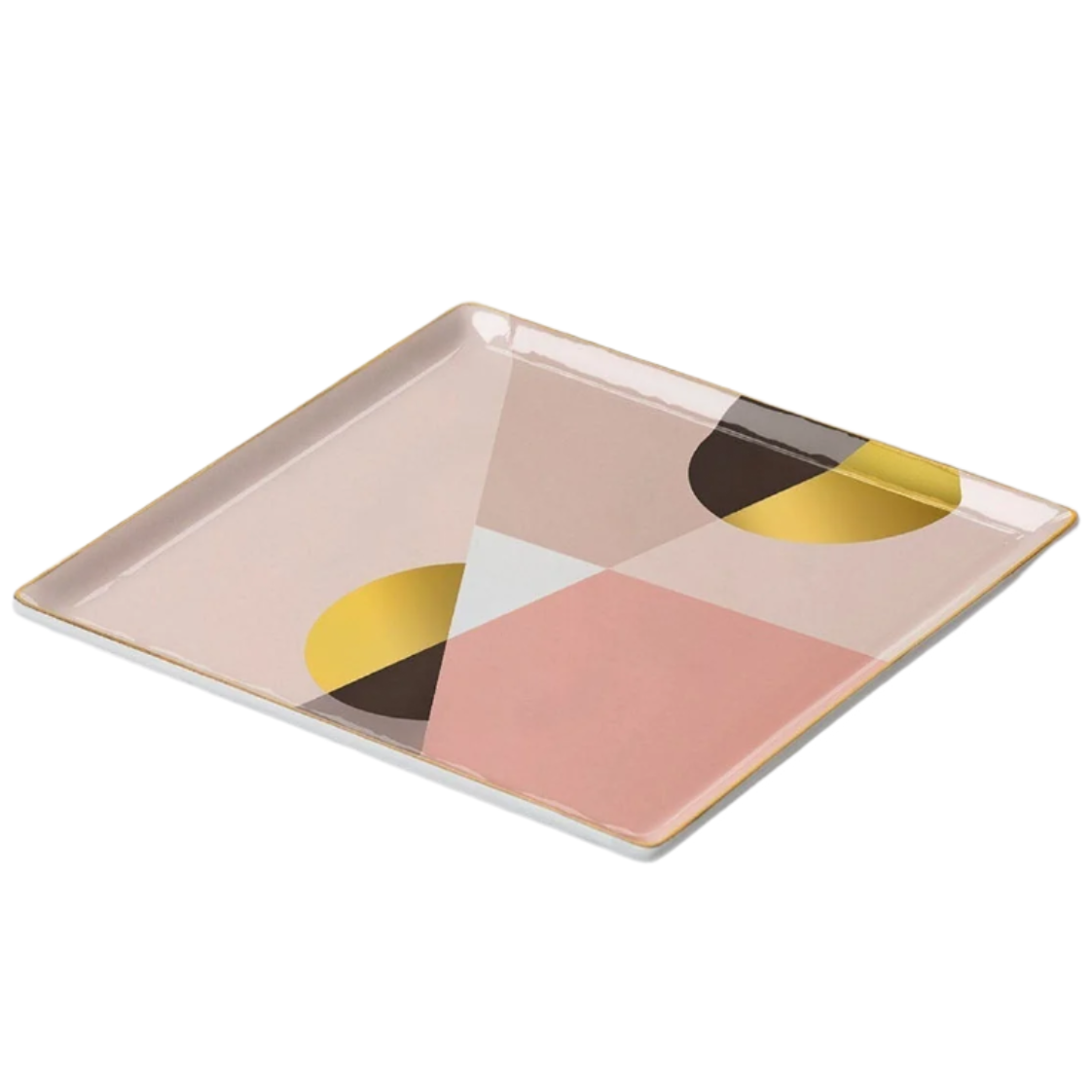 Rectangular tray with geometric design on a white background