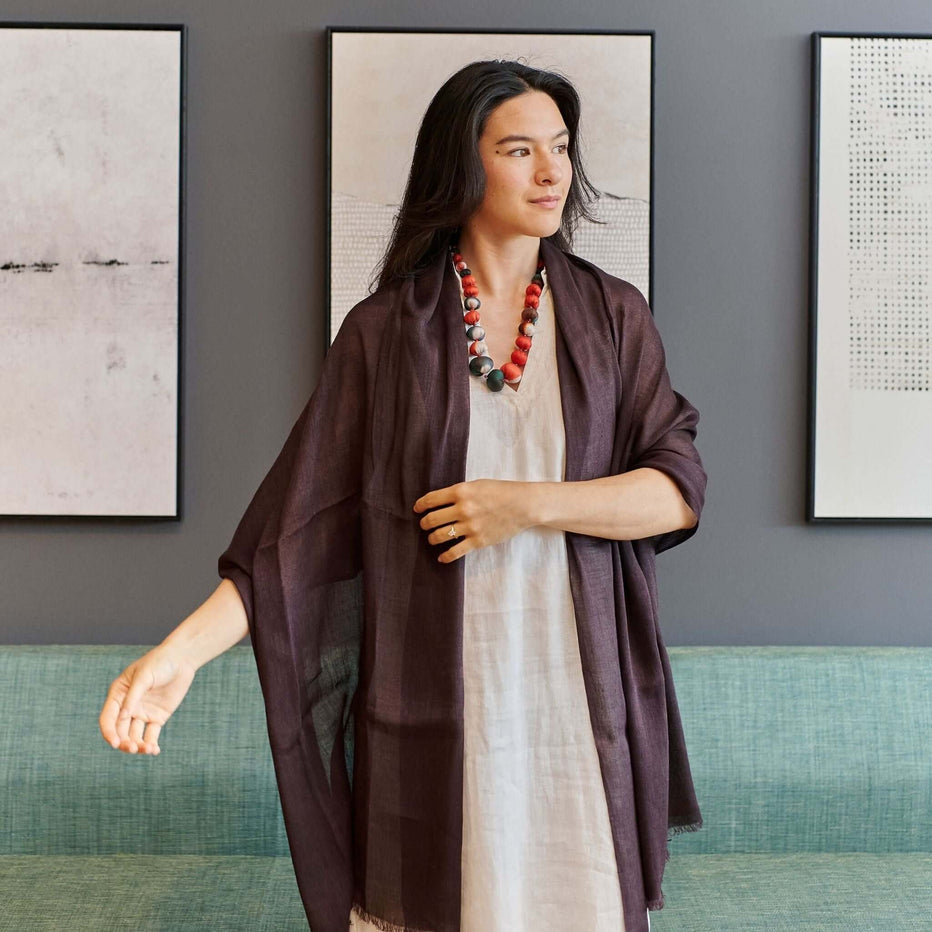 Hand Woven Linen Silk Blend Scarf