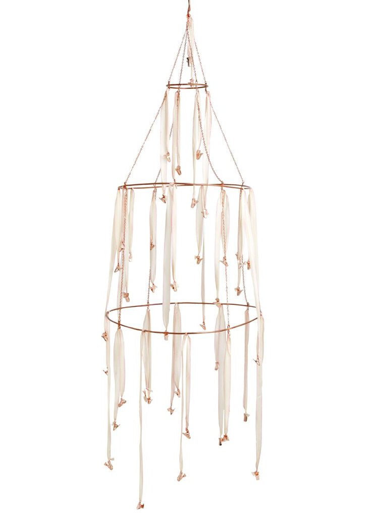 Rose Gold and Dip Dyed Silk Hanging Rack Mobile - Sumiye Co