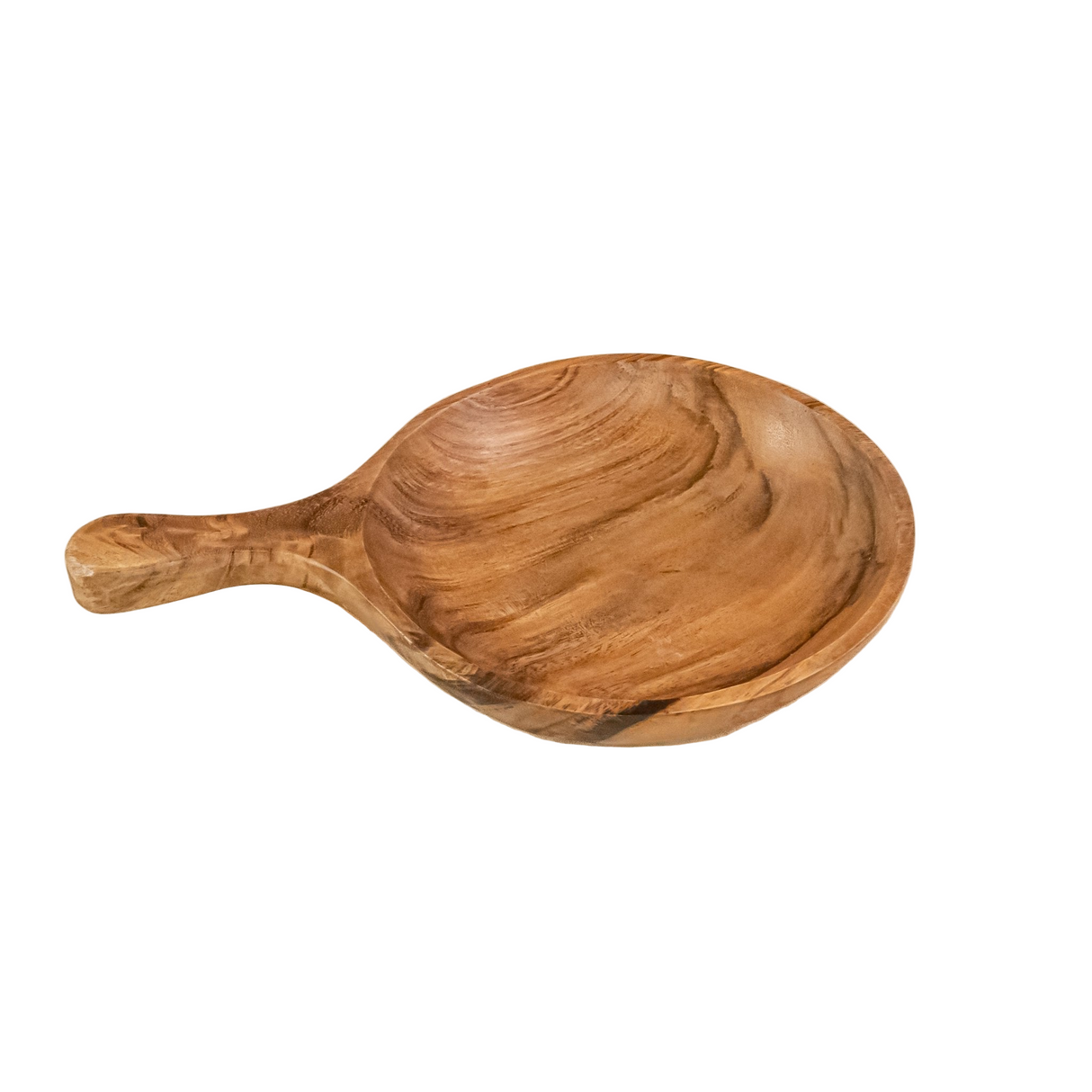 Wooden serving spoon on a white background