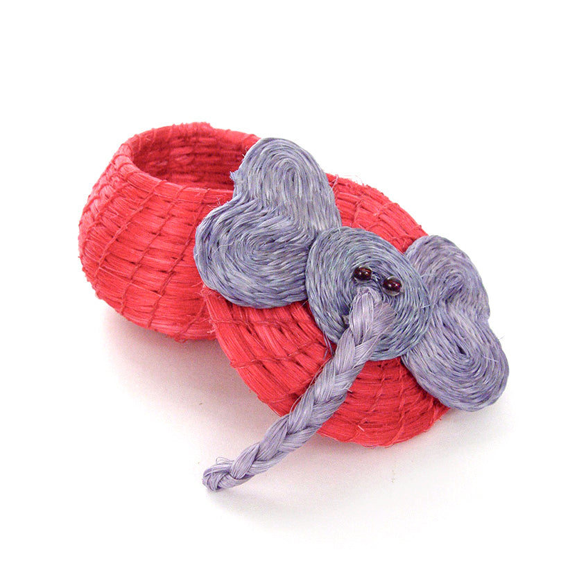 Kids Elephant Tiny Lidded Basket - Pink 2" x 2.5" - Sumiye Co