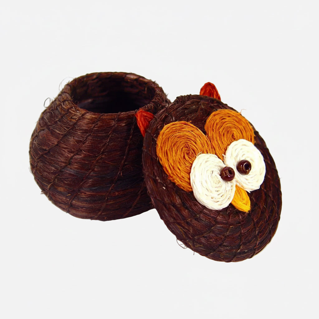 Kids Owl Tiny Lidded Basket 2" x 2.5" - Sumiye Co