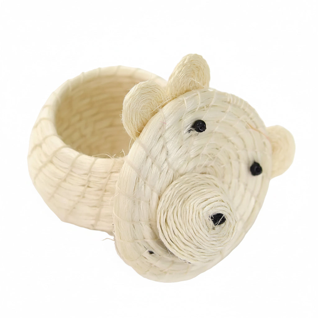 Kids Polar Bear Tiny Lidded Basket 2" x 2.5" - Sumiye Co