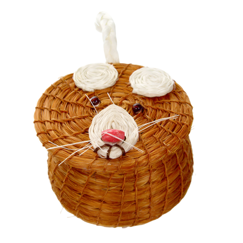 Kids Toothy Mouse Tiny Lidded Basket 2" x 2.5" - Sumiye Co