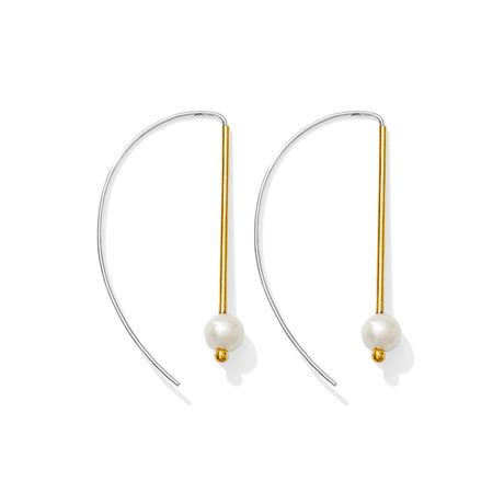 Two-Tone Freshwater Pearl Hook Earrings-0