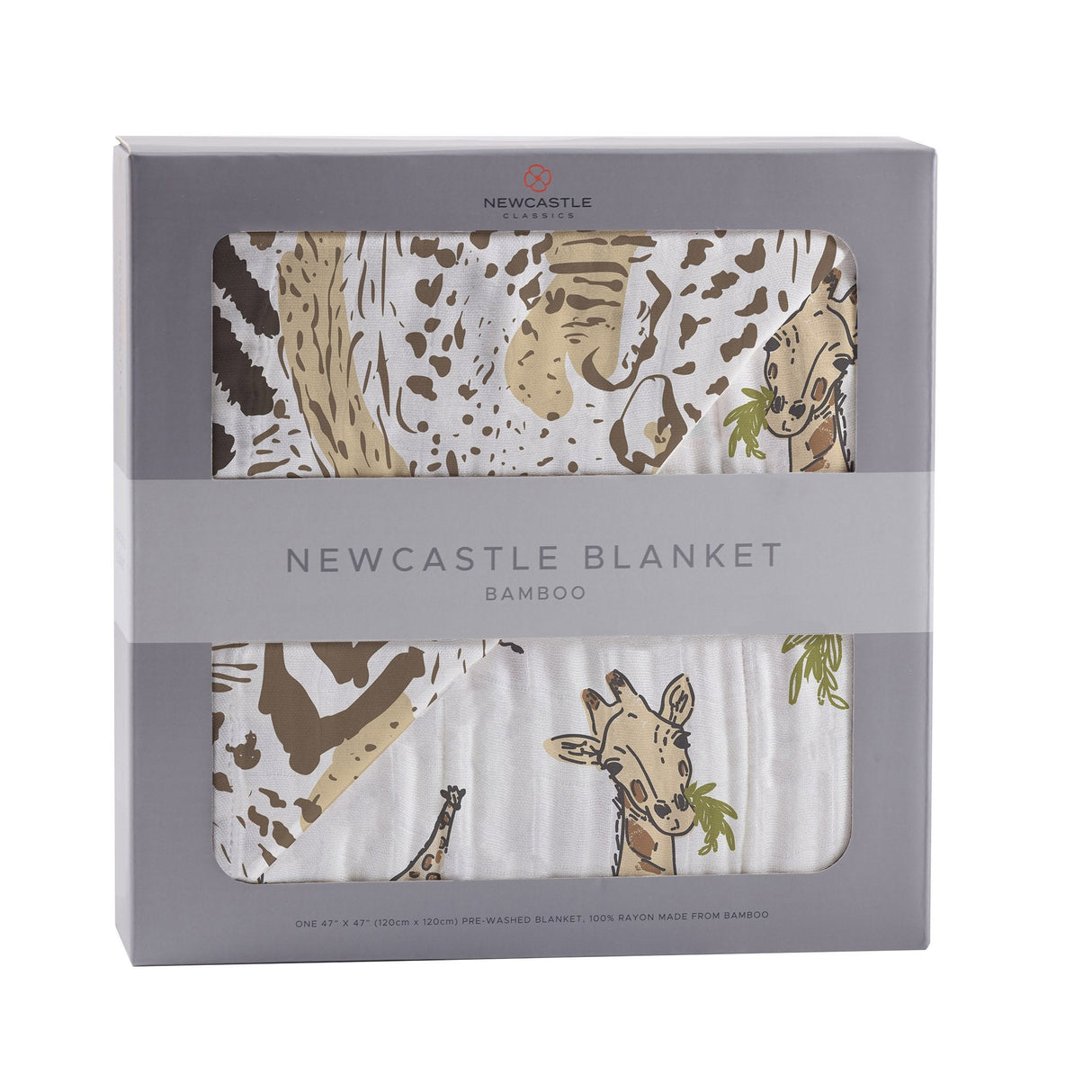 Hungry Giraffe and Animal Print Bamboo Muslin Newcastle Blanket-0