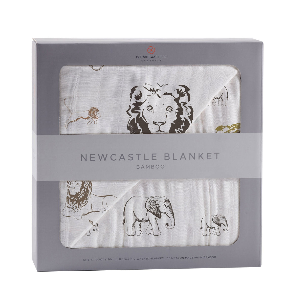 Hear Me Roar Lion and Rhinos and Elephants Bamboo Newcastle Blanket-0