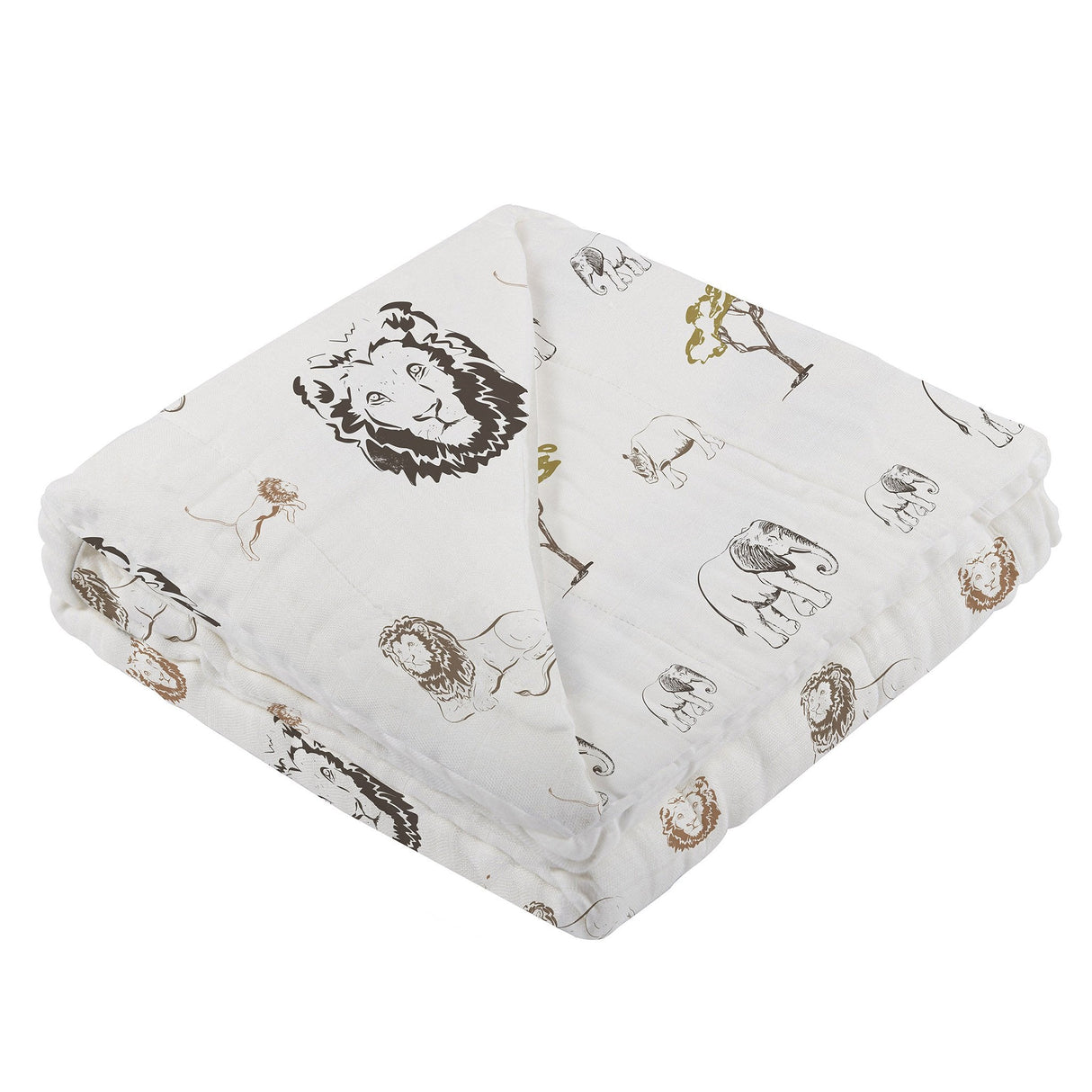 Hear Me Roar Lion and Rhinos and Elephants Bamboo Newcastle Blanket-1