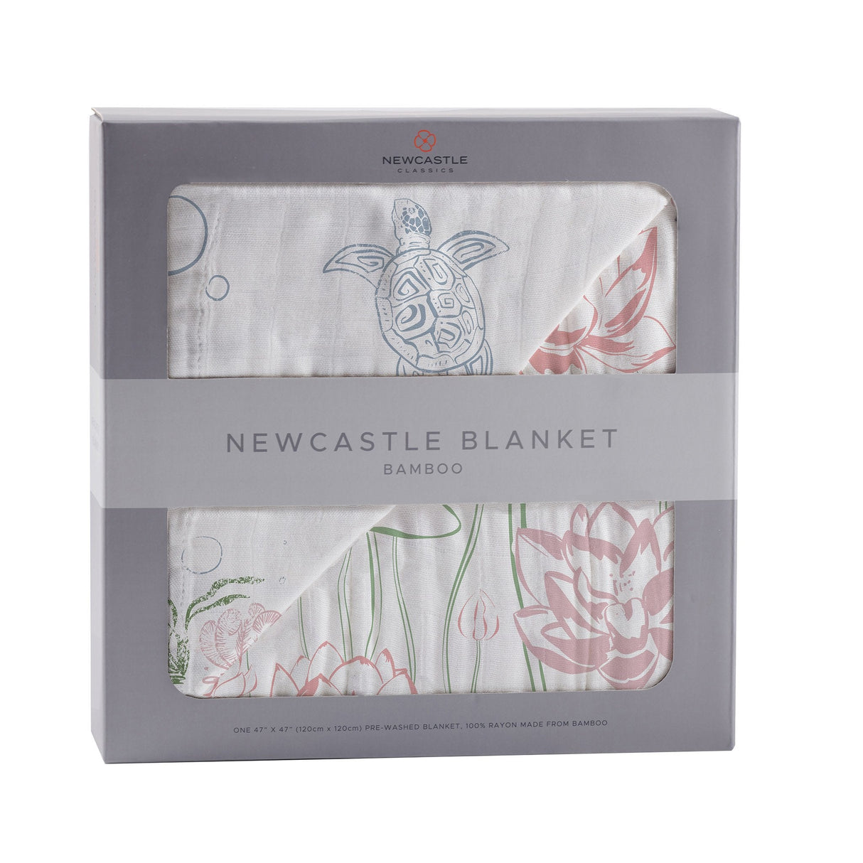 Turtles and Water Lily Bamboo Muslin Newcastle Blanket-0