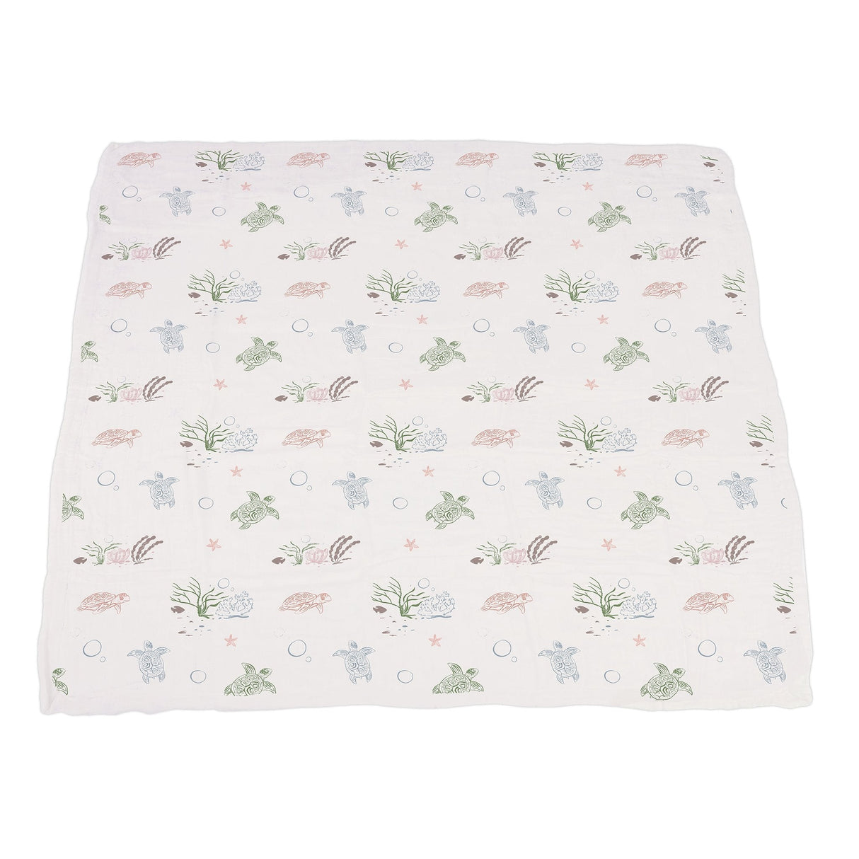 Turtles and Water Lily Bamboo Muslin Newcastle Blanket-4