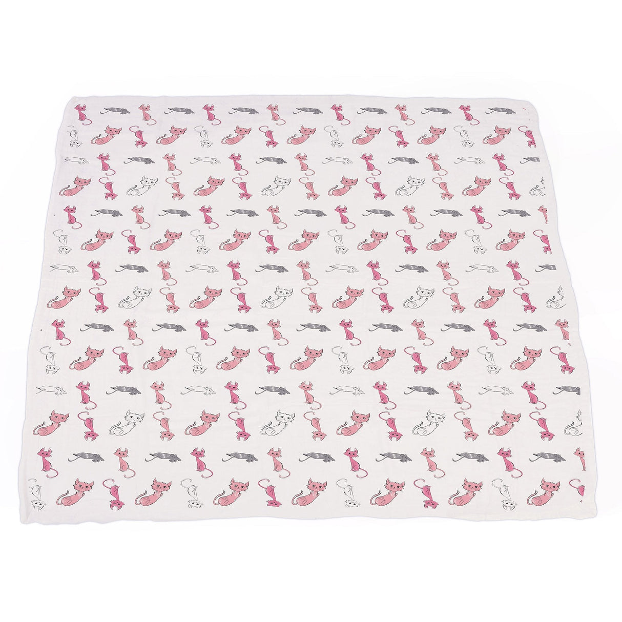 Playful Kitty and Candy Stripe Bamboo Muslin Newcastle Blanket-3