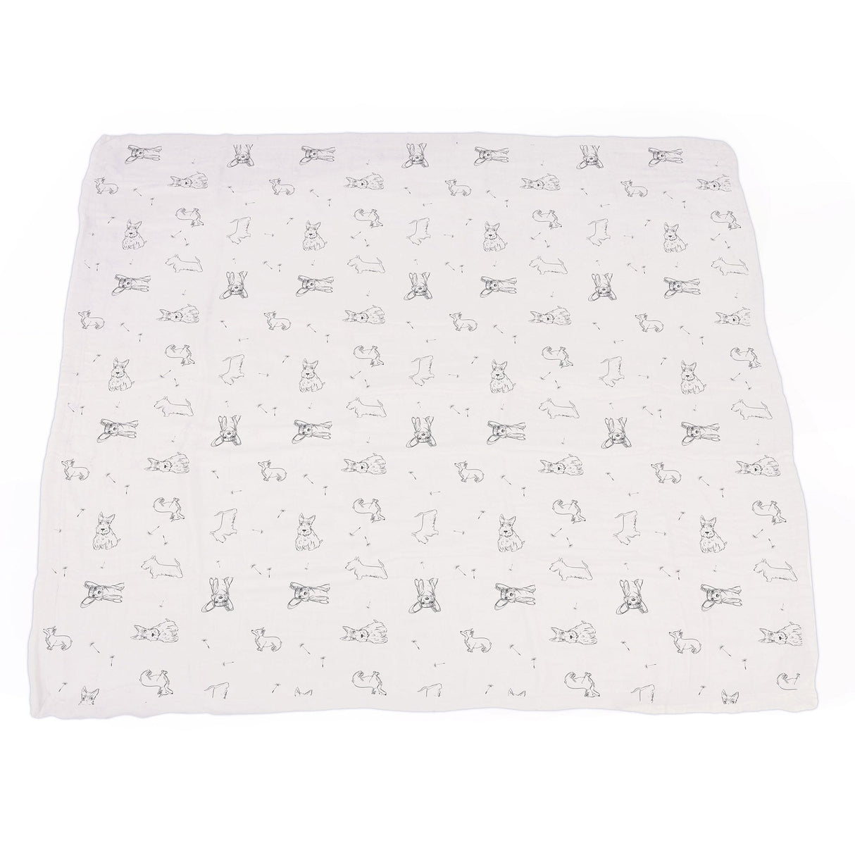 Corgi and Dandelion Seeds Bamboo Muslin Newcastle Blanket-4